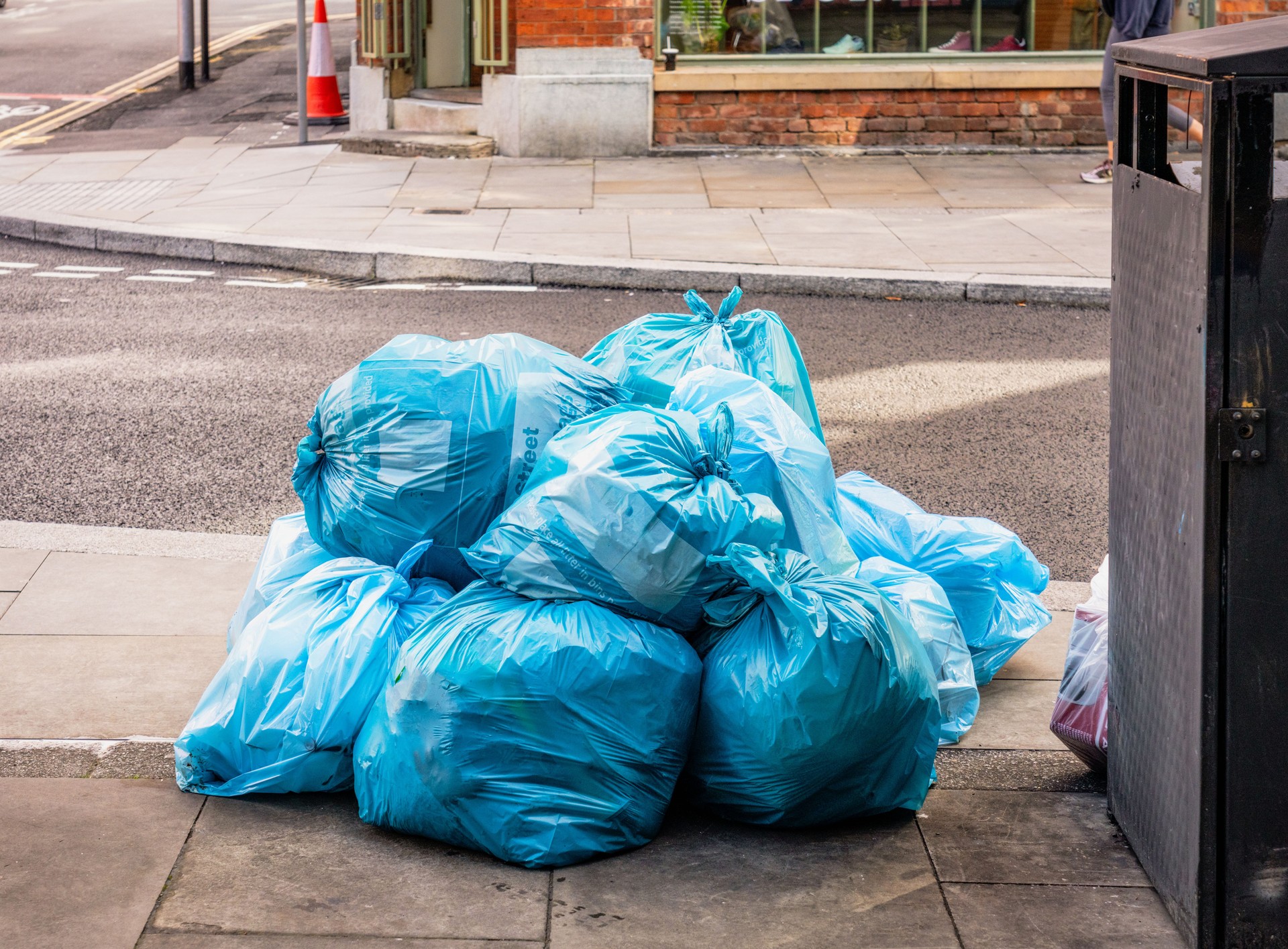 Collection of bin bags on the street